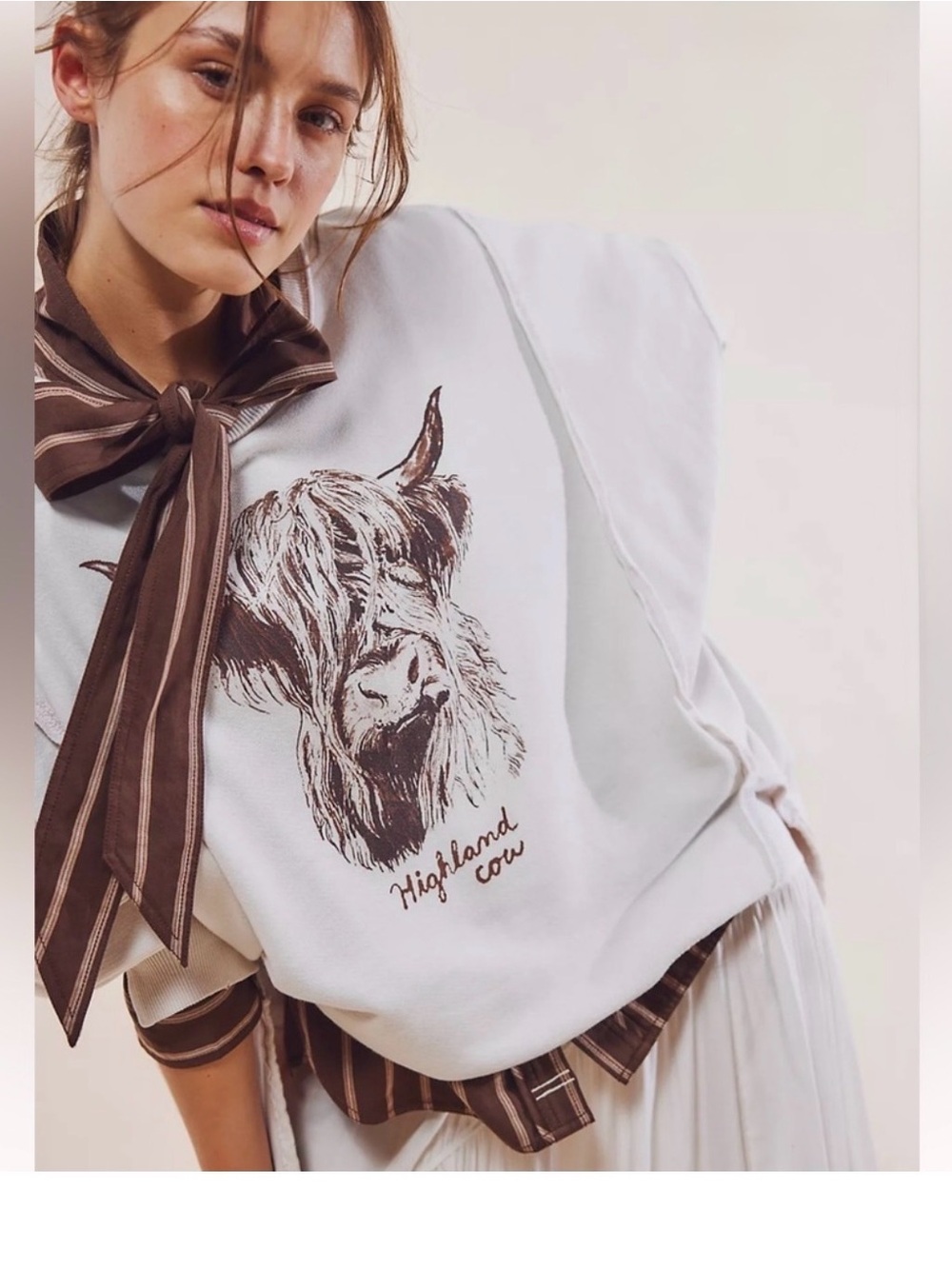 🌺Free People Camden Highland Cow - Cream/Brown L